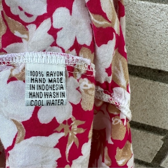 Barefoot Blonde Palm Beach Leilani Dress Pink White Floral Boho Tiered Rayon XS - Picture 10 of 15